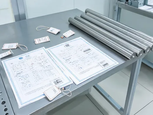 Traceability documents with metal samples